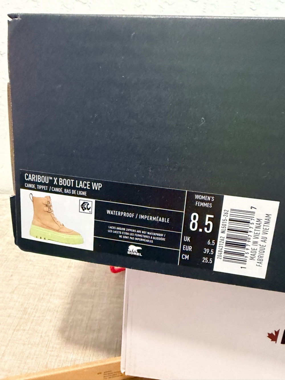 Sorel Caribou X Lace-Up Boot in Tan with Neon Lime Sole - Picture 3 of 3